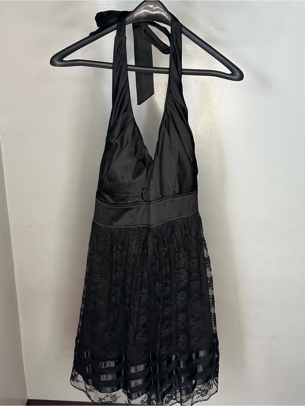 Torrid Black Lace Halter Chemise with Satin Bodice Dress